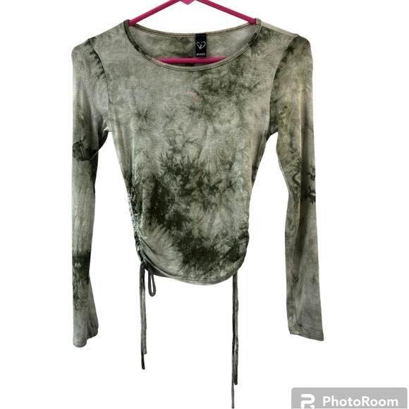 Windsor long sleeve tye dye crop top rouched sides small - Picture 1 of 3